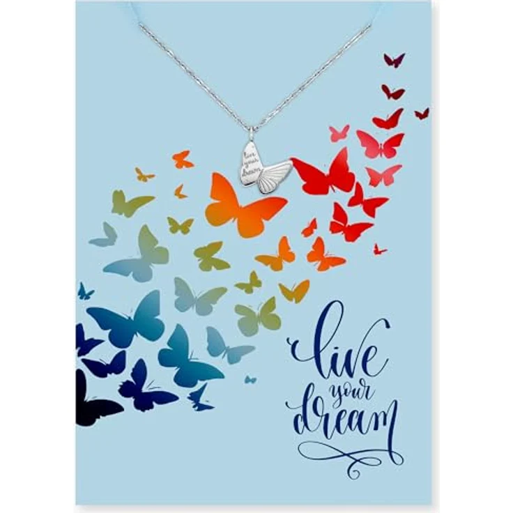 Engelsrufer Grußkarte Dream, Edelstahl-Halskette Silber mit Schmetterlingsanhänger, verstellbare Länge, hochwertiges Schmuckgeschenk – Bild 3