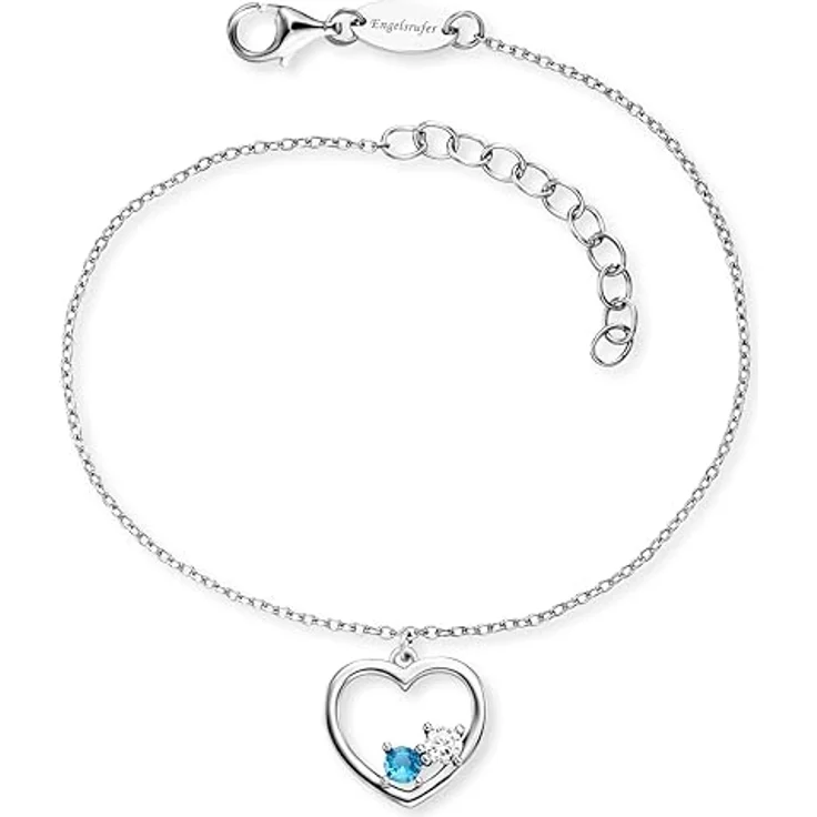 Engelsrufer Armband Yin Yang Herz aus 925er Sterlingsilber, rhodiniert mit Zirkonia – verstellbare Länge 17+3 cm, Karabinerverschluss – Bild 1