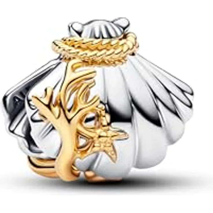 Pandora Charm-Einhänger 764403C01, Vergoldet mit gezüchtetem Diamanten, Disney, Arielle, Bicolor-Design