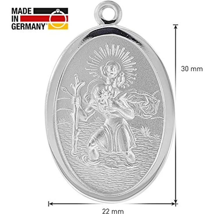 trendor Runder Anhänger Christophorus, Kettenanhänger aus Sterlingsilber 925, rhodiniert, 30 x 22 x 18 mm, Made in Germany – Bild 5