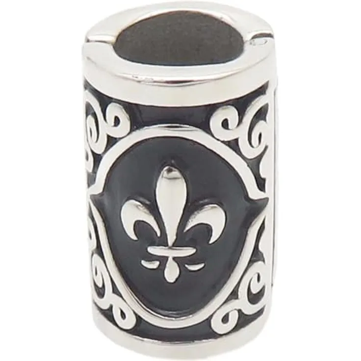 VALHALLA Wikinger Bartperle Fleur-de-lis, 316L Edelstahl, offene Perle, 20 mm lang, 1 Stück