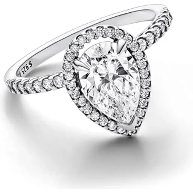 PANDORA Timeless Birnen-Kranz Ring, Sterling Silber mit Cubic Zirkoniastein, Größe 54, 193012C01-54 – Bild 2