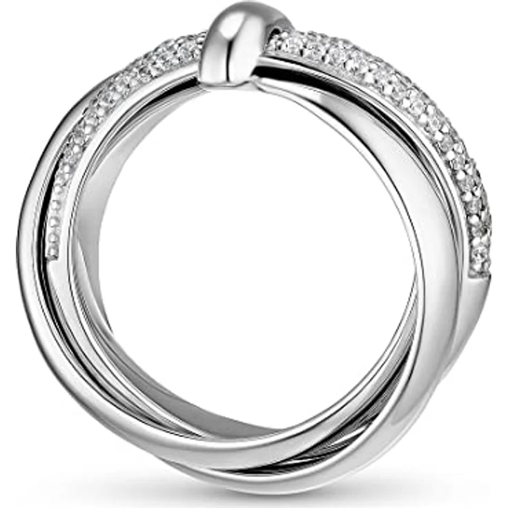 JETTE Damenring 925er Silber mit 62 Zirkonia in Pavé-Optik, rhodiniert – Bild 2