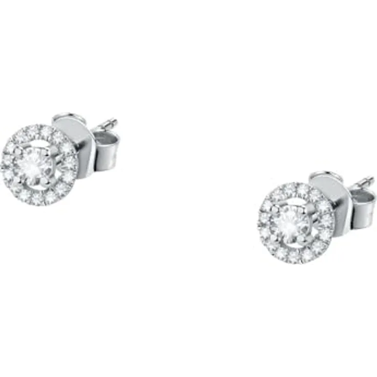 CHRIST Damen-Ohrstecker 750er Weißgold mit 2 Diamanten, elegant und zeitlos