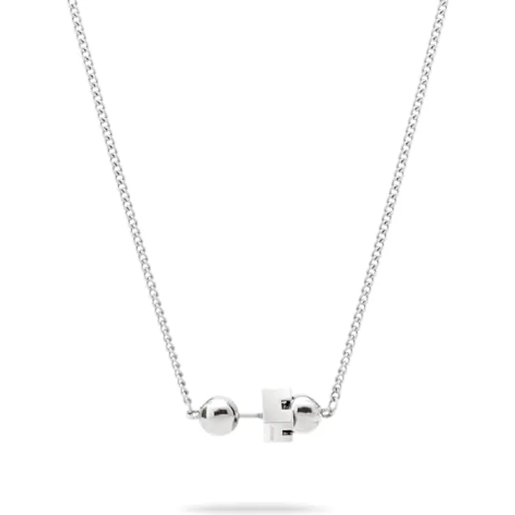 Liebeskind Berlin Damen Halskette LJ-1722-N-43, Edelstahl in IP Rhodium, 43 cm Panzerkette mit Steckverschluss