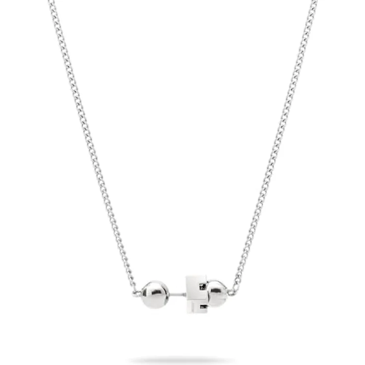 Liebeskind Berlin Damen Halskette LJ-1722-N-43, Edelstahl in IP Rhodium, 43 cm Panzerkette mit Steckverschluss – Bild 1