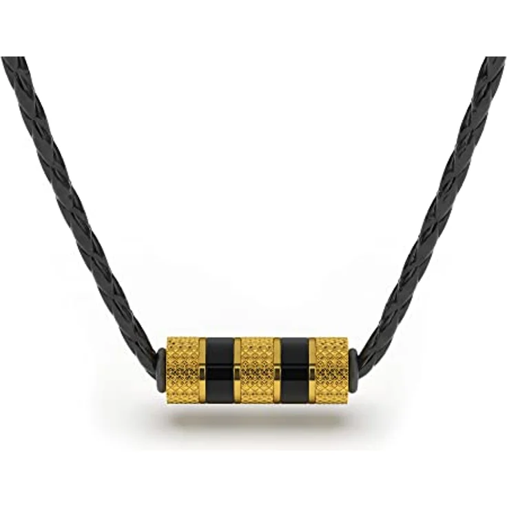 SERASAR Leder Halskette mit goldenen Edelstahl-Anhänger, 60 cm echtes Rindsleder, Herren-Halsband inklusive Schmuckschachtel, Hochzeitsgeschenk – Bild 1
