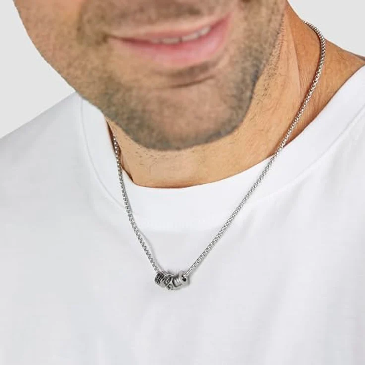 s.Oliver Herren Necklace - Halskette aus mattiertem Edelstahl IP Schwarz, verstellbar bis 50 cm, wasserfest & hautfreundlich – Bild 3