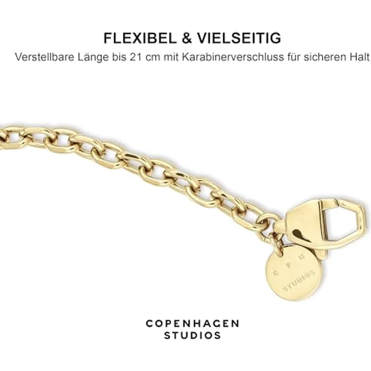 Copenhagen STUDIOS Basic Chunky Bracelet, gold - Armband aus poliertem Edelstahl mit 14K Vergoldung, verstellbare Größe bis 21 cm, wasserfest & hautfreundlich – Bild 4