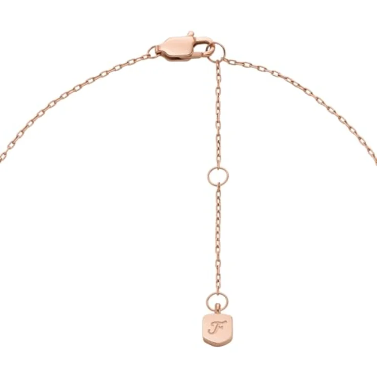 Fossil Merrit Damen Halskette, Roségoldfarbener Edelstahl mit poliertem Finish, 40,6 cm Länge – Bild 5