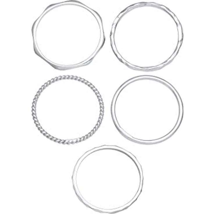 Elli Ring Damen Set Stacking Minimal Trend in 925 Sterling Silber - Anlaufgeschützt, Handgefertigt, Ideal als Geschenk – Bild 3