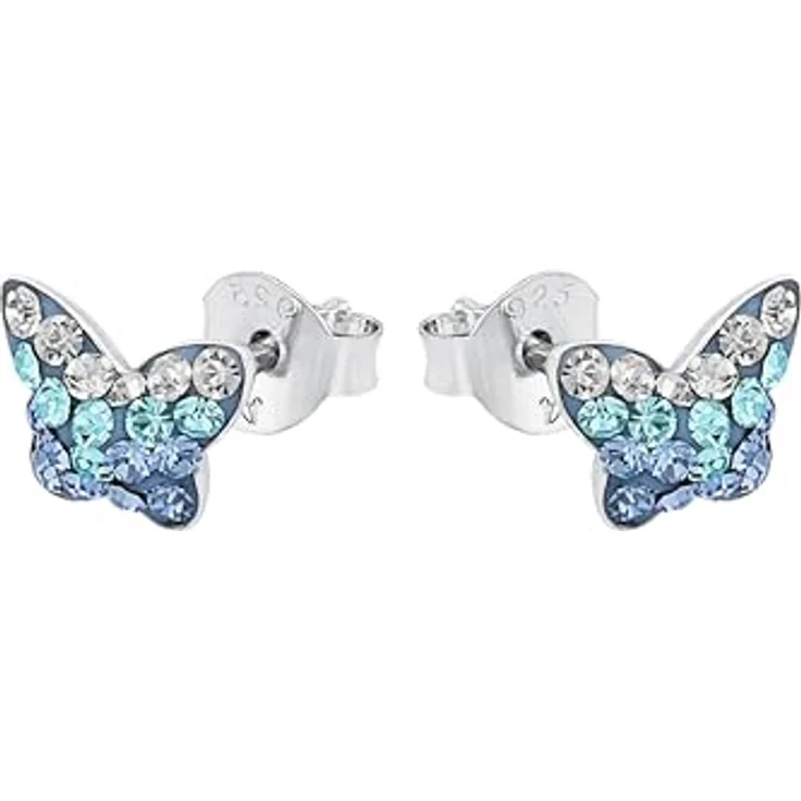 Amor Paar Ohrstecker Schmetterling, mit Preciosa Crystal, filigranes Design für Kinderohren – Bild 3