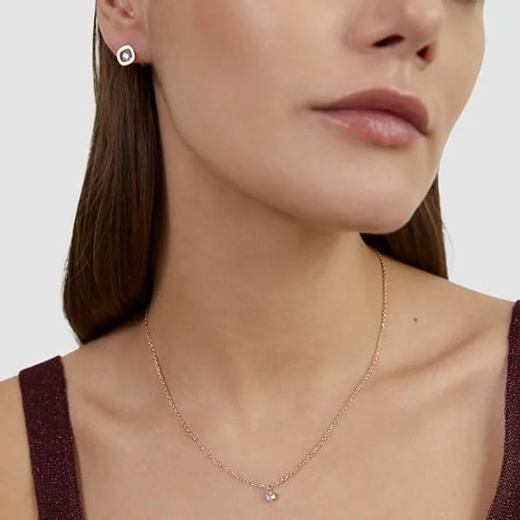 Tamaris Necklace, Halskette mit funkelndem Anhänger aus Edelstahl in IP Roségold, verstellbar bis 43 cm, wasserfest & hautfreundlich – Bild 4