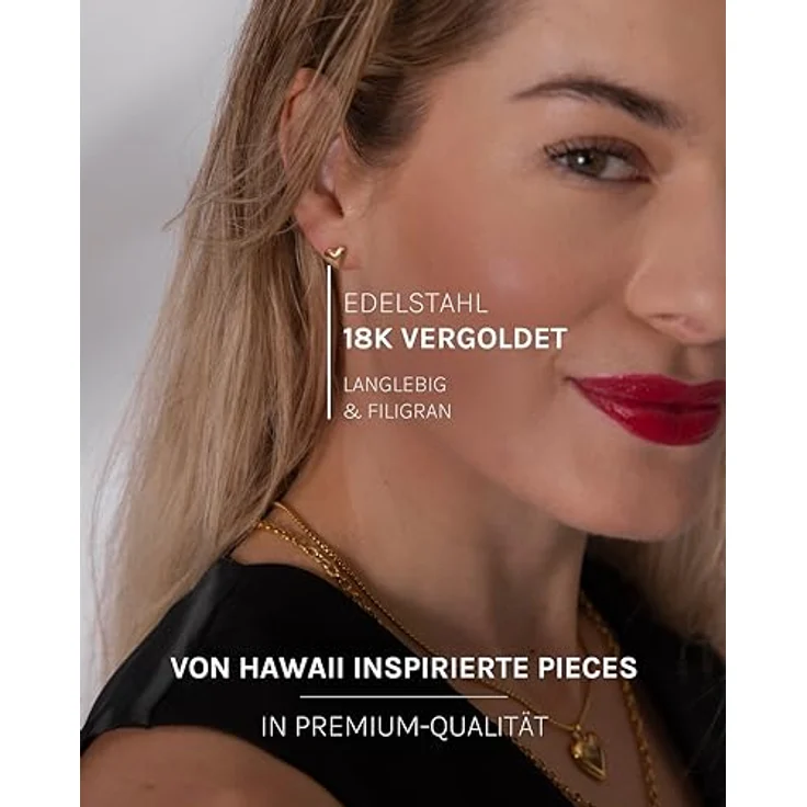 Purelei Secret Love Ohrringe Damen, Herzform aus goldbeschichtetem Edelstahl, elegante und wasserfeste Ohrstecker, langlebig und antiallergen, perfekte Geschenkidee – Bild 3