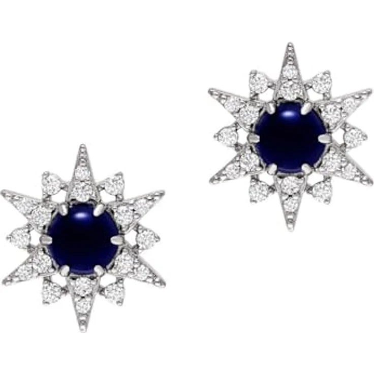 Emporio Armani Damen Ohrringe aus Edelstahl und Halbedelsteinen mit Push-Back-Verschluss, Dunkelblau – Bild 3