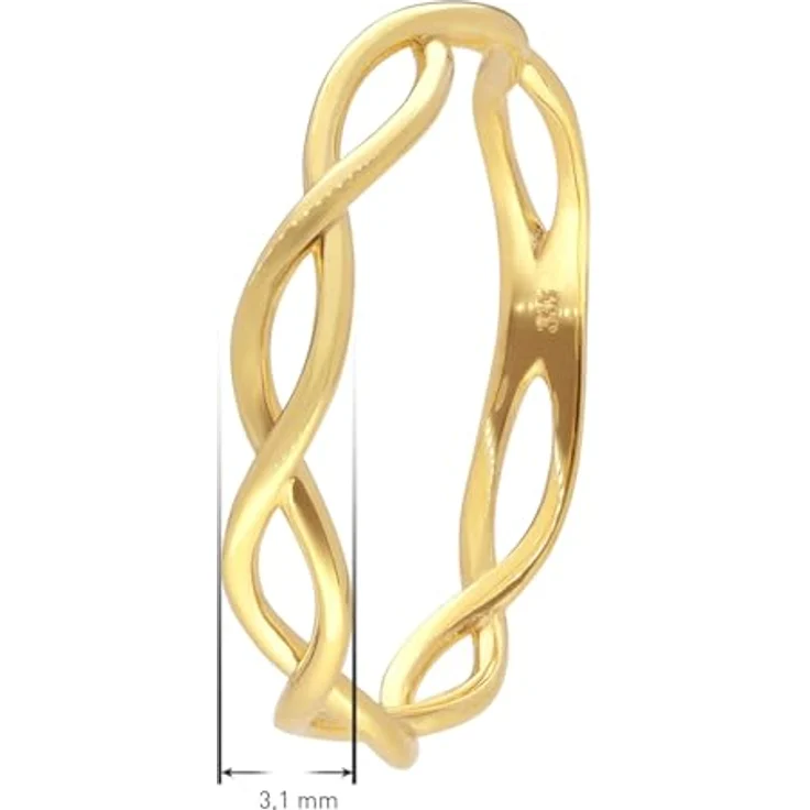 trendor Damenring Gold 333/8K, modischer Flechtring für Frauen mit elegantem Design, Ringgröße 58/18,5 – Bild 4