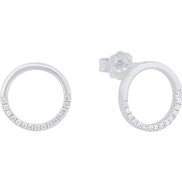s.Oliver Ohrringe für Damen, 925 Sterling Silber rhodiniert mit Zirkonia, 12x12 mm, in Geschenkbox