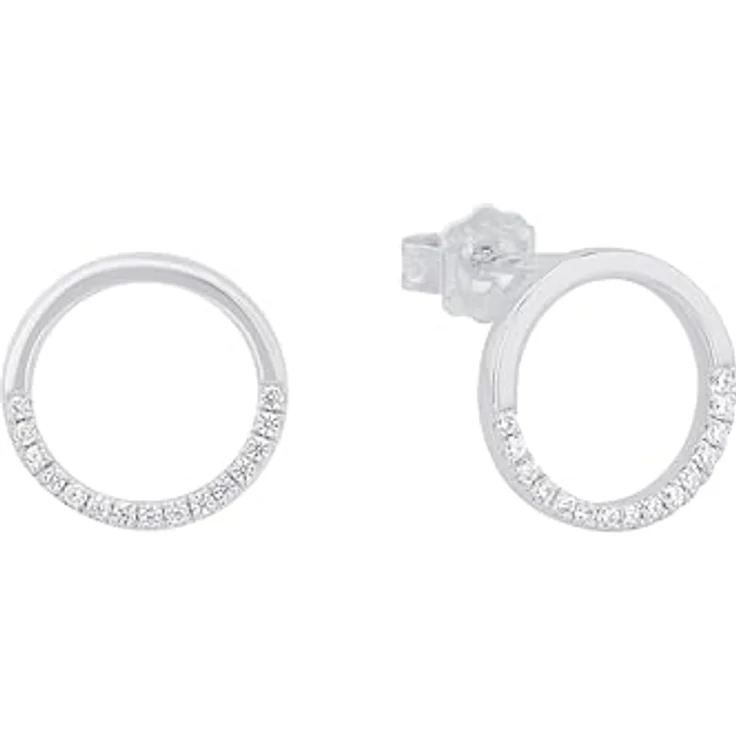 s.Oliver Ohrringe für Damen, 925 Sterling Silber rhodiniert mit Zirkonia, 12x12 mm, in Geschenkbox – Bild 1