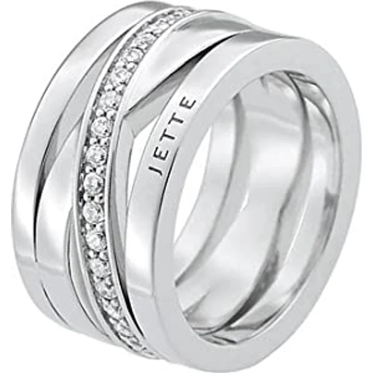 JETTE Damenring 925er Silber rhodiniert mit 40 Zirkonia, eleganter Schmuck in Geschenkbox – Bild 1
