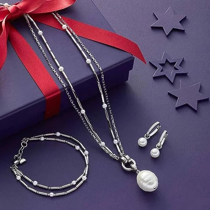 JEWELS BY LEONARDO Armband Mirella, doppelreihige Arm-Kette aus silberfarbenem Edelstahl mit Süßwasserperlen, Länge 18,5-20,5 cm, ideales Schmuck Geschenk für Damen – Bild 4