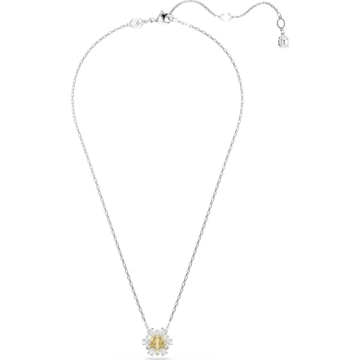 Swarovski Idyllia Anhänger, Gelbe, Rosé Vergoldete Damenhalskette mit Blumen-Motiv und Swarovski Kristallen – Bild 2