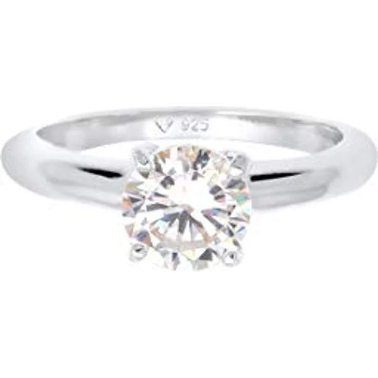 Elli Ring Damen Solitär mit Zirkonia Kristall, 925 Sterling Silber, handgefertigt, anlaufgeschützt – Bild 2