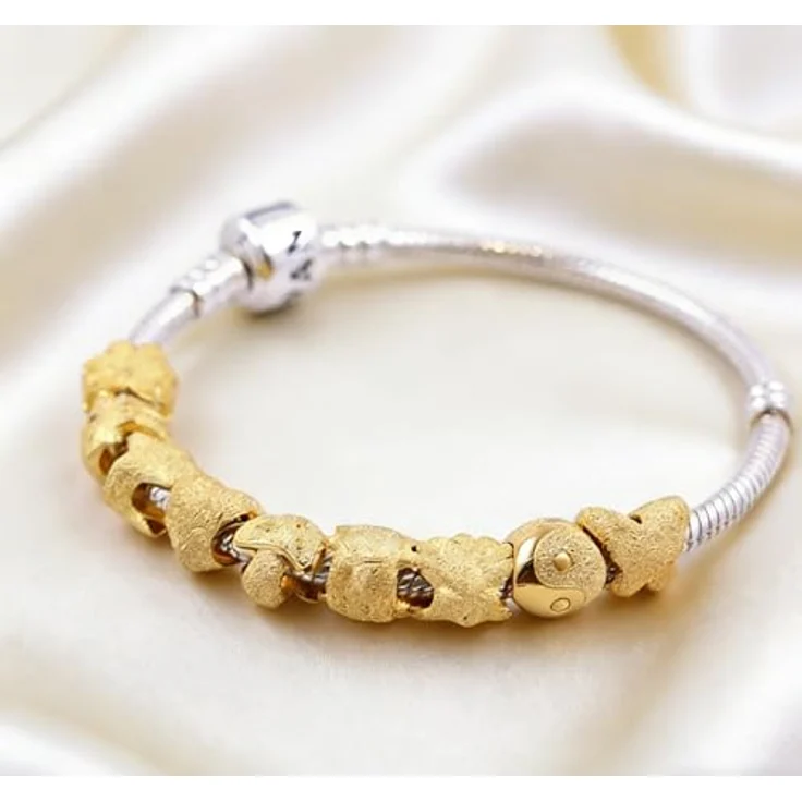 Anduonie Charms Silber 925 Charm Gold Stopper Beads Anhänger für Armbänder, Roter Stern Charm Anhänger, kompatibel mit europäischen Armbändern und Halsketten für Frauen – Bild 3