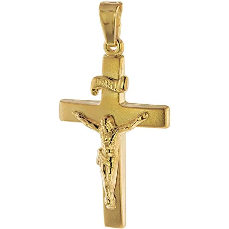 trendor Kettenanhänger Kruzifix 24 mm, Gold 750/18 Karat, edler Gold-Schmuck für Damen und Herren