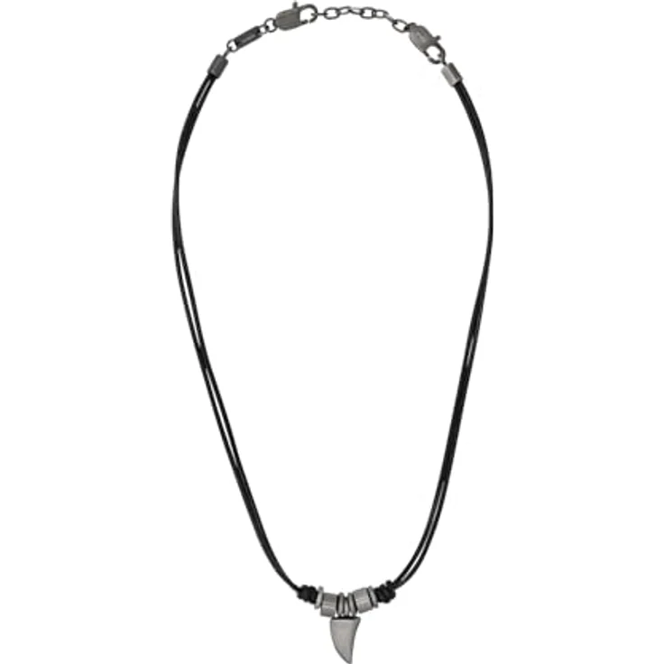 s.Oliver Herren Halskette mit Zahn-Anhänger, Edelstahl und Leder, 45+5 cm, Silber, in Schmuck Geschenk Box – Bild 2