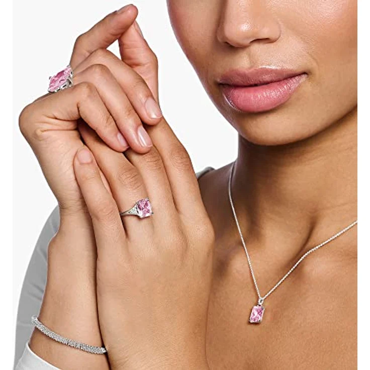 Thomas Sabo Damenring TR2362-051-9-52, Sterling-Silber mit pinkem Oktagon-Zirkonia und weißen Zirkonia-Steinen, Größe 52 – Bild 2