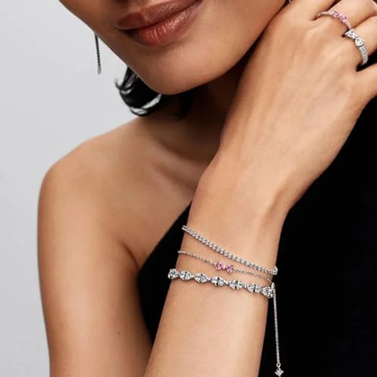 PANDORA Timeless Funkelndes Tennisarmband aus Sterling-Silber mit Zirkonia, 18 cm, Handgefertigt – Bild 5