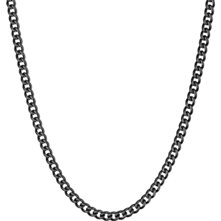 ChainsHouse Herren Panzerkette Halskette 3mm aus Edelstahl, 46cm, schwarz, antiallergisch, mit Karabinerverschluss – Bild 1