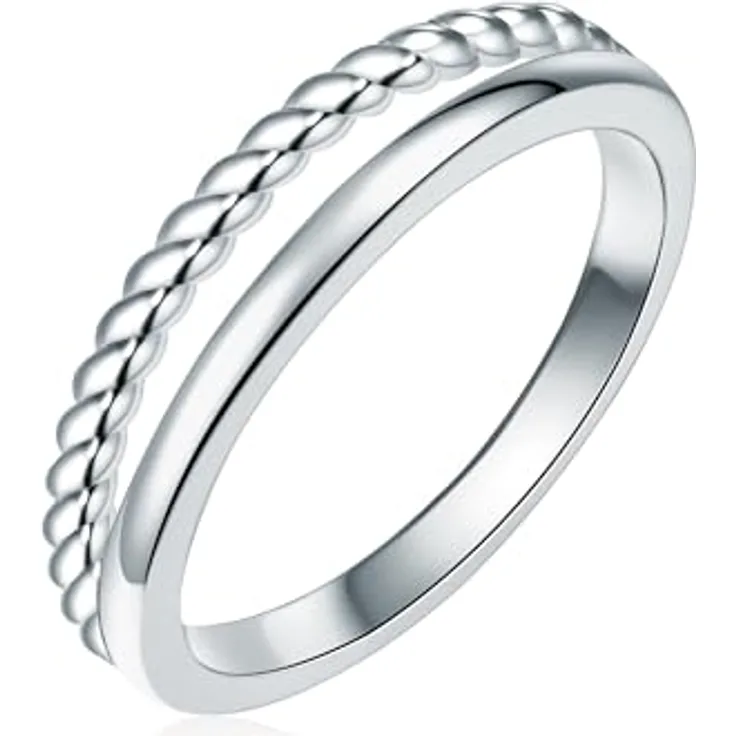 Rafaela Donata Damen Ring 925/- Sterling Silber rhodiniert, mehrreihig, 4,7 mm schmal, in hochwertiger Schmuckbox