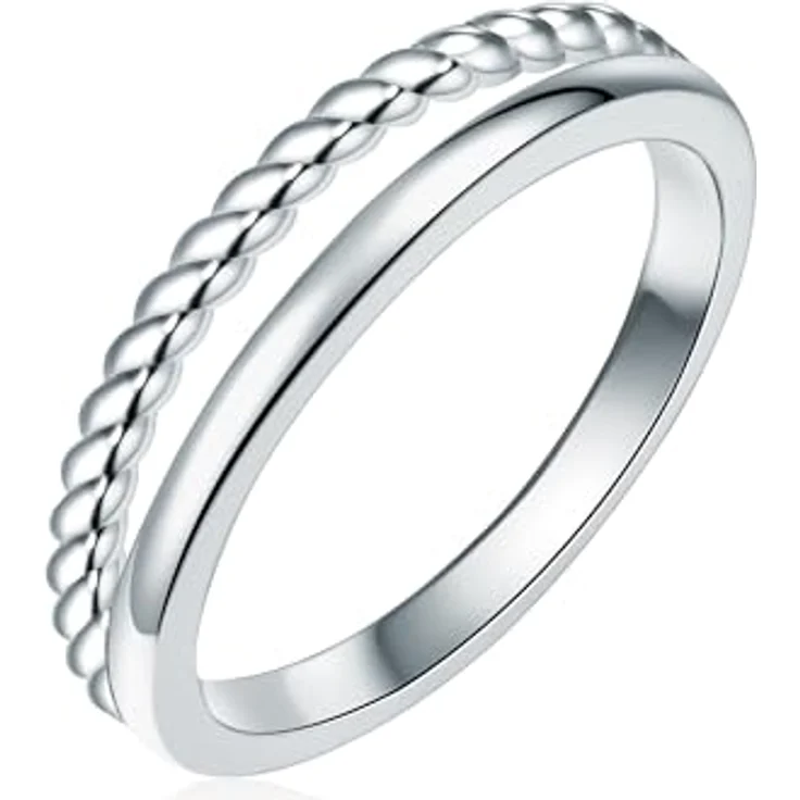 Rafaela Donata Damen Ring 925/- Sterling Silber rhodiniert, mehrreihig, 4,7 mm schmal, in hochwertiger Schmuckbox – Bild 1