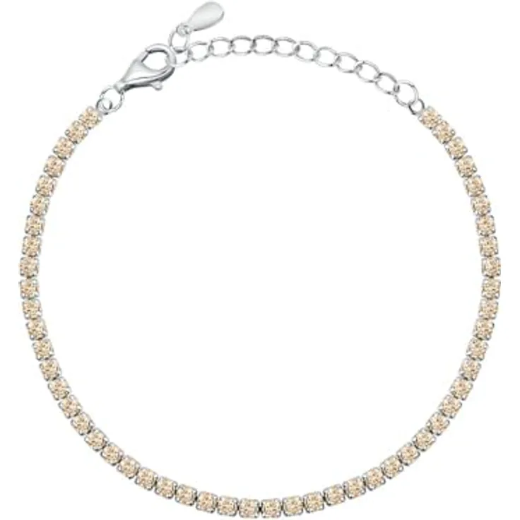 CHRIST Armband 89086426, Tennisarmband aus 925er Silber mit Champagner-Zirkonia, längenverstellbarer Karabinerverschluss