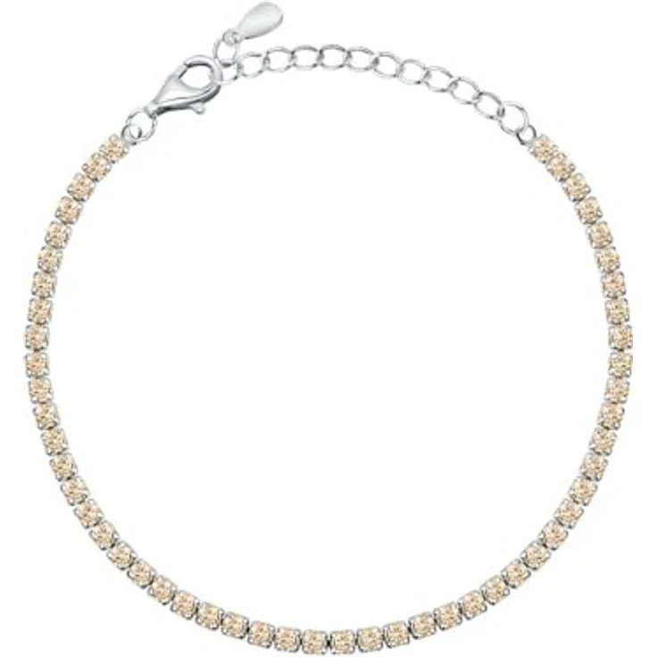 CHRIST Armband 89086426, Tennisarmband aus 925er Silber mit Champagner-Zirkonia, längenverstellbarer Karabinerverschluss – Bild 1