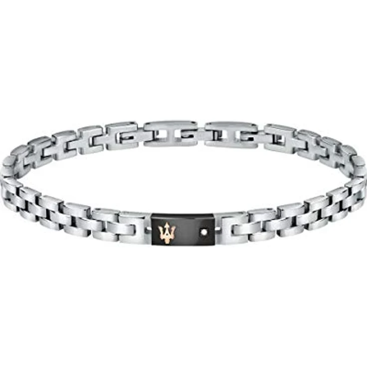 Maserati Herren Armband JEWELS Kollektion, Edelstahl mit Diamanten, Schwarz und Roségold PVD, 22 cm, Clipverschluss, JM221ATY05 – Bild 1