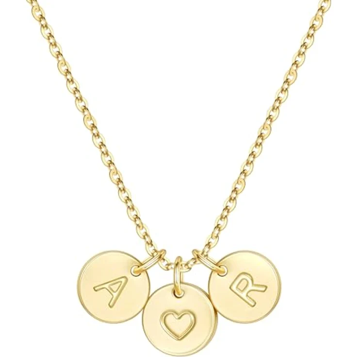 TINGN Gold Halskette Damen, Personalisierte Zwei Buchstaben Kette mit R A, 14-karätiges Gold, 18"+2.5" verstellbar, ideal für Teenager Mädchen 10-18 Jahre – Bild 1