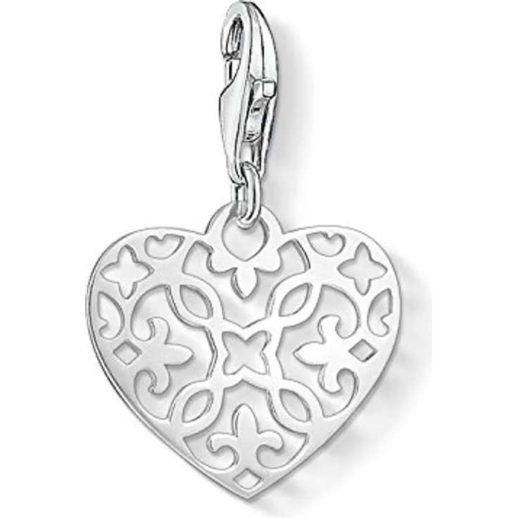 Thomas Sabo Charm-Anhänger Arabesque Herz, 925 Sterling Silber mit Karabinerhaken für Charms und Bettelarmbänder