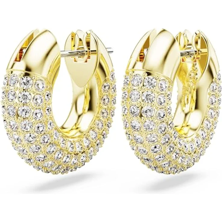 Swarovski Dextera Kreolen, Vergoldete Ohrringe mit Pavé-Kristallen für Damen – Bild 3