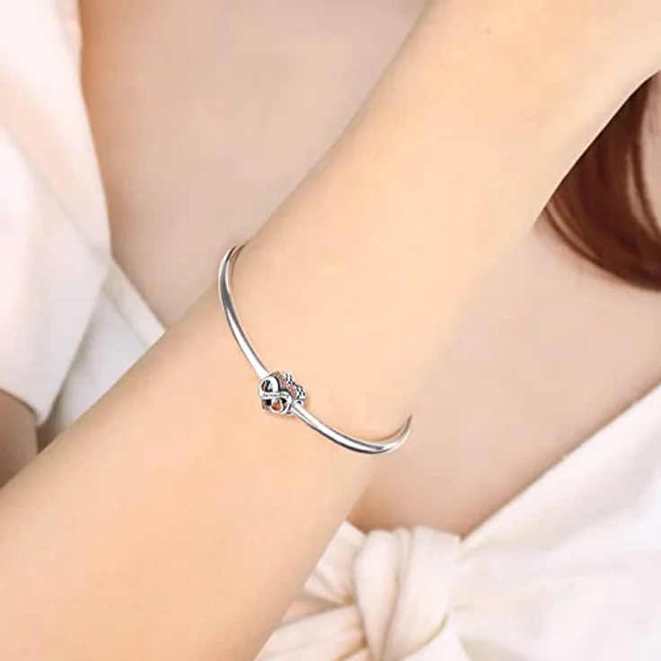 BIZK Januar Unendlichkeit Geburtsstein Charm Anhänger, 925 Sterling Silber mit klaren orange Zirkon Steinen, für Armband und Halskette, perfektes Geburtstag Geschenk für Frauen – Bild 3