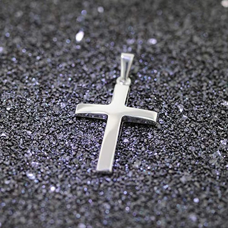 trendor Kreuz-Anhänger 24 mm, Weißgold 14 Karat 585, hochglanzpoliertes Design für Damen und Herren, vielseitig einsetzbar – Bild 3