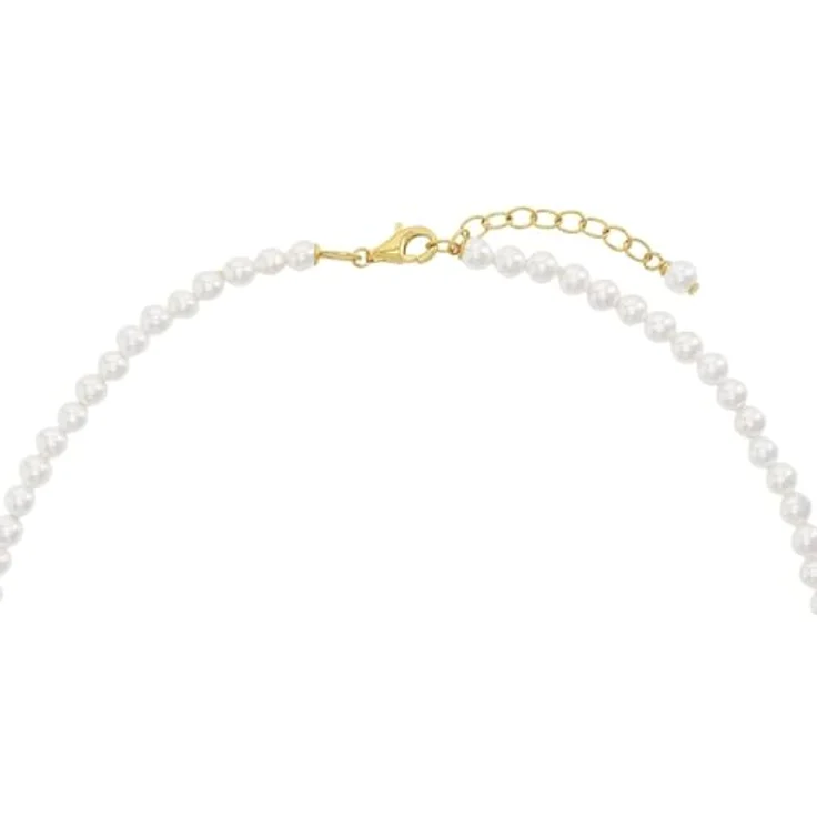 Amor Kette mit Herz-Anhänger, 925 Sterling Silber, mit Muschelkernperle und Kristall, 42+3 cm, in Schmuck Geschenk Box – Bild 3