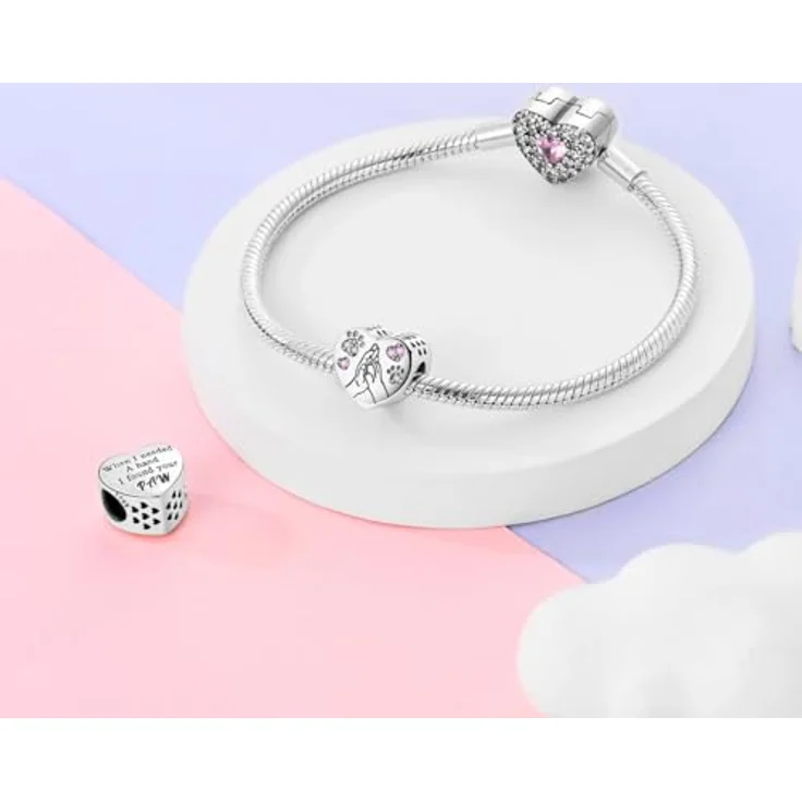 TINSLO Charm Anhänger 925 Sterling Silber mit Zirkonia-Steinen, kompatibel mit Pandora Armbändern und Halsketten für Frauen und Mädchen – Bild 3