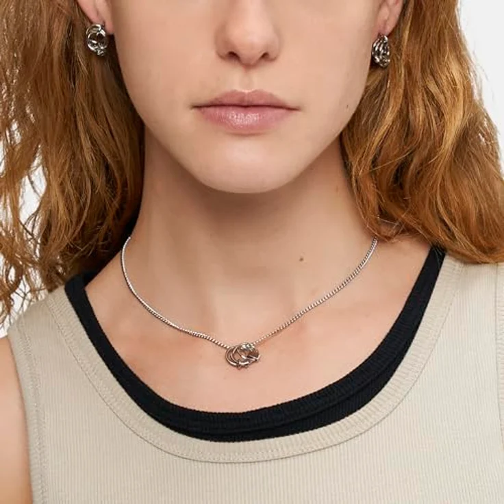 LIEBESKIND BERLIN Lora-Serie, Damen Schmuckset aus Edelstahl mit Kette (45 cm), Ohrringen & Armband, ineinander verschlungene Ringe – Bild 3