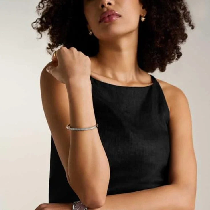 Fossil Ellis Damen Edelstahl Armband, Silberfarben mit Druckknopfverschluss – Bild 2