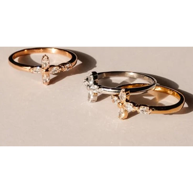 Tamaris Damenring IP Gold, Gr. 54, Edelstahl poliert, wasserfest & hautfreundlich, Kreuz Motiv – Bild 3