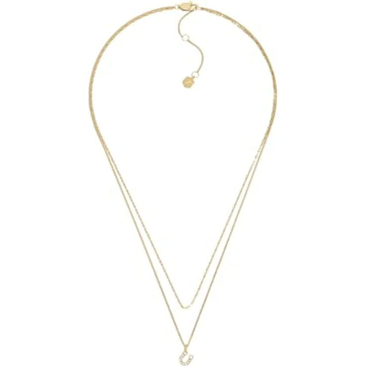 FOSSIL Runde goldfarbene Edelstahl-Halskette mit Anhängern, 40,64 cm, poliert, Karabinerverschluss – Bild 1