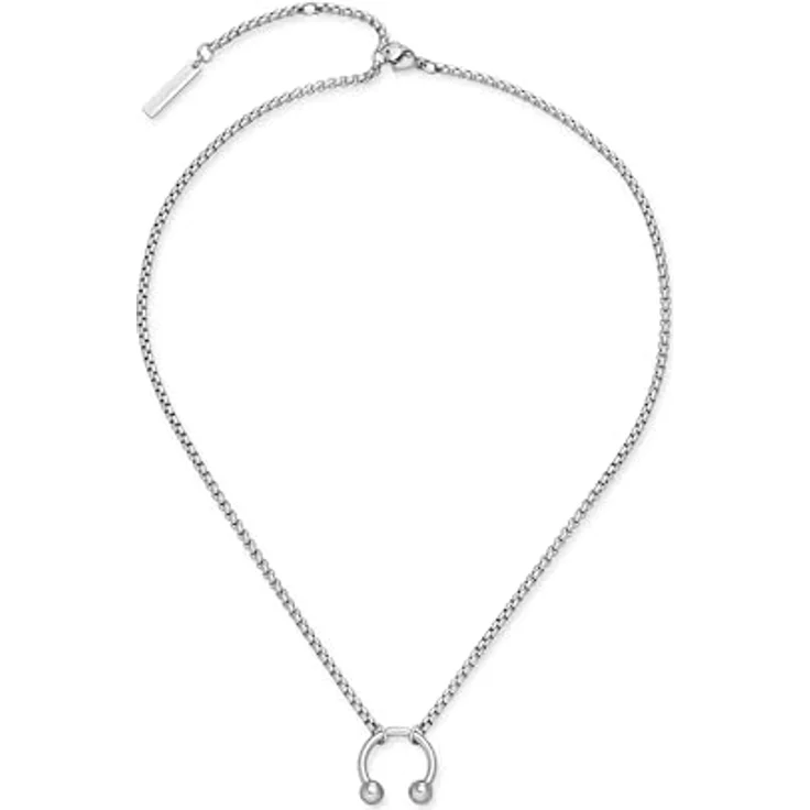 LIEBESKIND BERLIN Necklace, Edelstahl-Halskette in Silber, Box Chain, verstellbar bis 45 cm, wasserfest & hautfreundlich – Bild 2