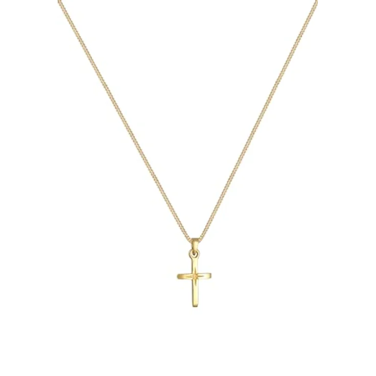 Elli Halskette Damen Kreuz Anhänger mit Sterngravur, 925 Sterling Silber, anlaufgeschützt, handgefertigt, ideal als Geschenk – Bild 2